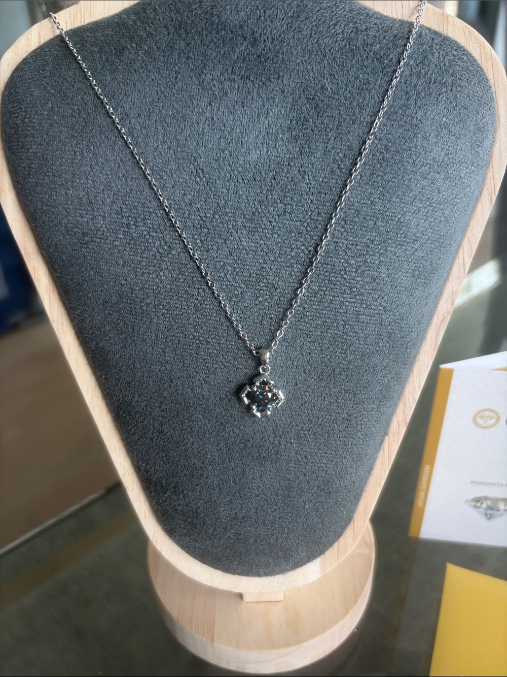 Moissanite 1ctw rainbow blue Pendant Necklace with 925 chain. 16”-18”